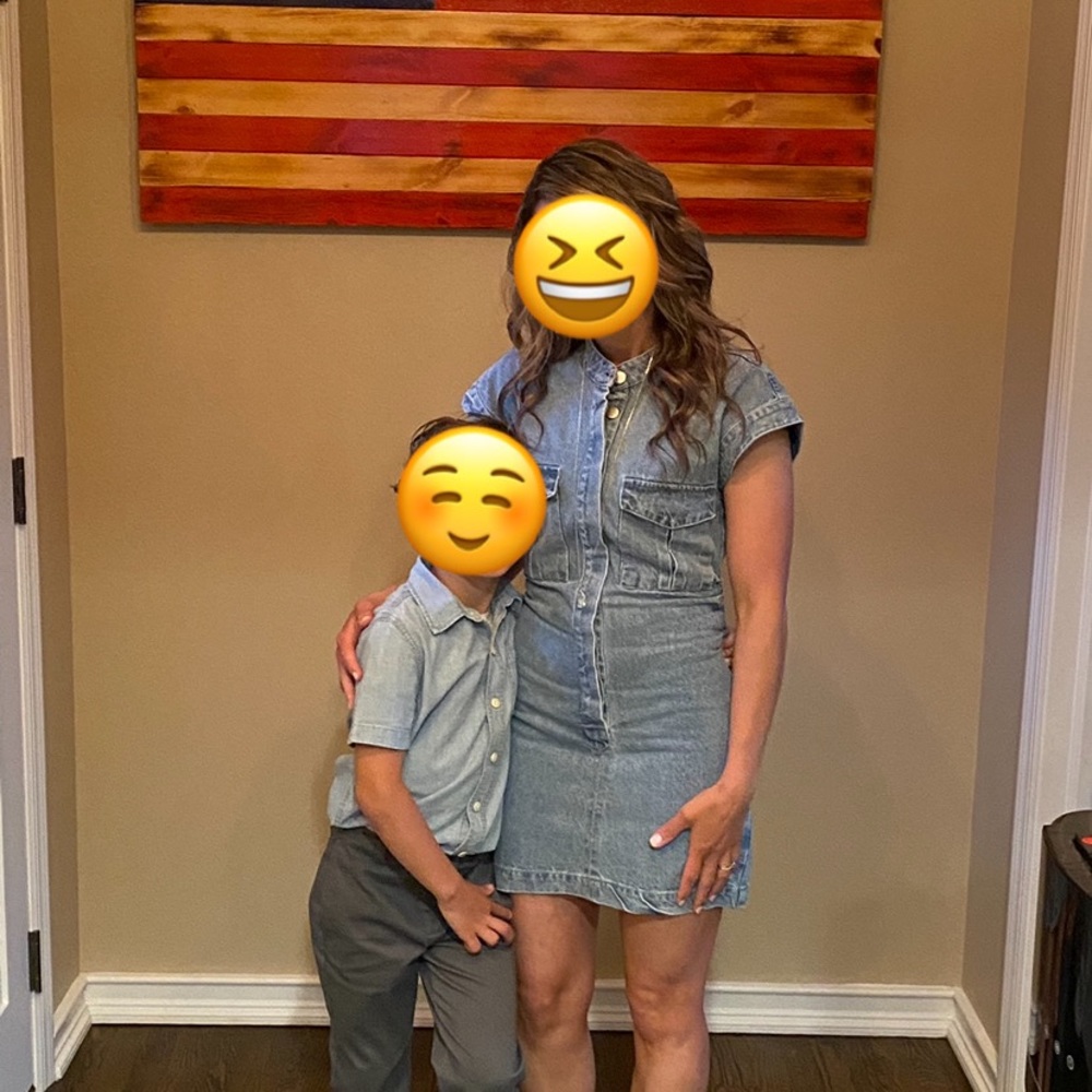 Lulu's Light Blue Denim Mini Shirt Dress with Patch Pockets